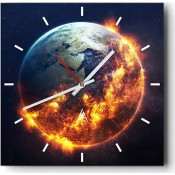 Hodiny Velké nástěnné hodiny na zeď 40x40 Kosmos Skleněné hodiny Čtvercové Tiché