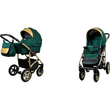 Kočárek Dětský kočárek 2v1 s korbou a sportovní sedačkou BabyLux GoldLux ALU