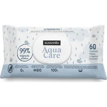 Dětský vlhčený ubrousek SUAVINEX | Hygienické pleťové hydratační ubrousky 60 ks AQUA