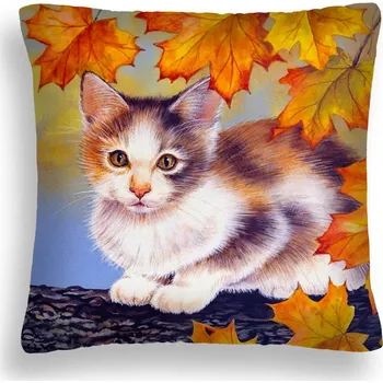 Polštář POLŠTÁŘ KOČKA 23 PODZIM LISTÍ VĚTEV POVLAK NA POLŠTÁŘEK