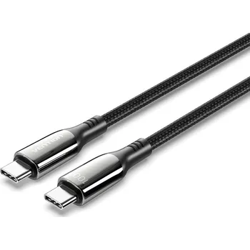 Mobilní telefon Datový kabel Vention Cotton Braided USB-C 2.0 5A Cable 2m Black Zinc Alloy Type