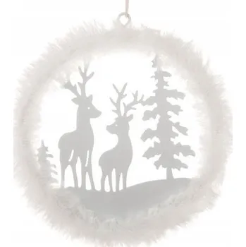 Obraz KOVOVÍ SOBÍ V BÍLÉM KRUHU S CHLOUPKY ZIMA 10 CM