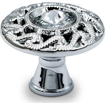 Nábytkové kování NÁBYTKOVÁ ÚCHYTKA S KŘIŠŤÁLEM STŘÍBRNÁ ÚCHYTKA NA NÁBYTEK ÚCHYTKA NA ZÁSUVKY GLAMOUR