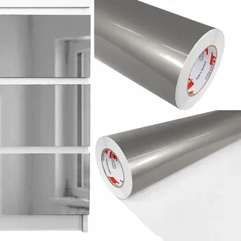 Tapeta Dekorativní Fólie Samolepicí Tapeta na Nábytek Skříňky Dveře Stříbrný Lesk