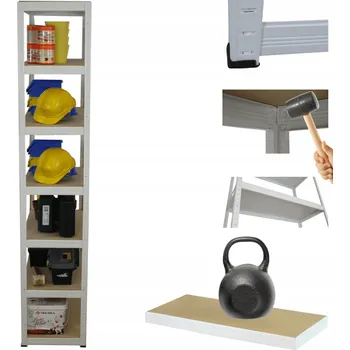 Dílenský regál Kovový regál skladový stojan HELIOS 270x50x50cm 7 polic x 175kg ROBUSTNÍ VYSOKÝ