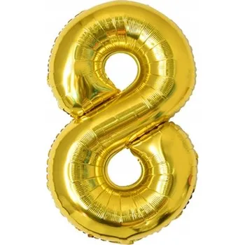 Balónek Fóliový balónek číslice 8 zlatý k narozeninám 86 cm zlatá