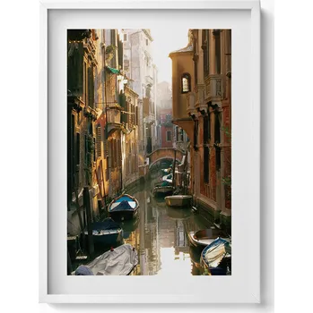 Obraz Závěsný obraz rámeček bílé barvy Benátky romantismus Canal Grande 50x70 cm