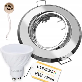 Žárovka SADA Žárovka GU10 8W LED + Stropní Podhledové Svítidlo CHROM KULATÉ