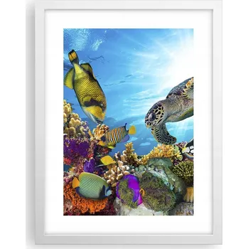 Obraz Obraz plakát v bílém rámu do obýváku 30x40 útes moře plakáty na zeď