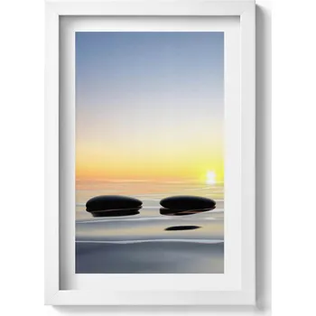 Obraz Nástěnný obraz v rámu Kameny na vodě při východu slunce - zen 20x30 cm