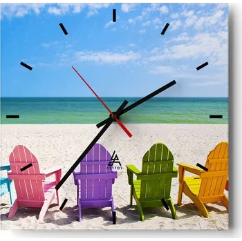 Hodiny Velké nástěnné hodiny 40x40 Krajina Skleněné hodiny Tiché