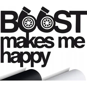 Samolepicí dekorace na vozidlo NÁLEPKA na auto TURBO BOOST MAKES ME HAPPY 15x10 cm