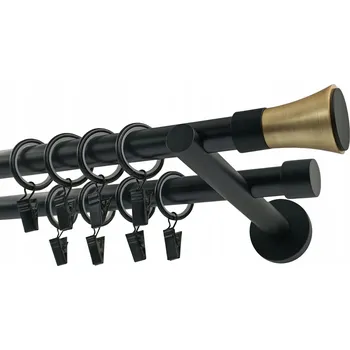 Garnýž GARNÝŽ KOVOVÝ 19+19mm, MIX KONCOVEK, ČERNÝ MATNÝ 160cm