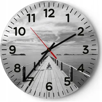 Hodiny Nástěnné hodiny do obýváku 40x40 Krajina Kulatý Skleněné hodiny Loft Tiché