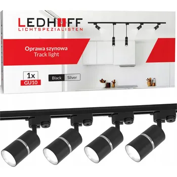 Bodové svítidlo Lištový systém osvětlení 1m + 4x reflektor GU10 ČERNÁ stříbrná LED lampa