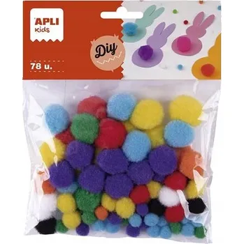 kreativní sada Apli pom pom mix velikostí a barev/78 ks