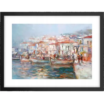 Obraz Obraz plakát v černém rámu do obýváku 40x30 přístav moře foto na zeď