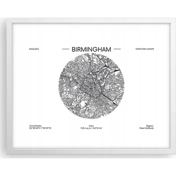 Obraz Obraz plakát na zeď v bílém rámu 50x40 mapa foto plakáty do obýváku