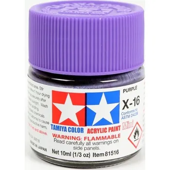 MODELÁŘSKÁ BARVA AKRYLOVÁ FIALOVÁ LESKLÁ TAMIYA 10ml X-16 PURPLE (GLOSS)