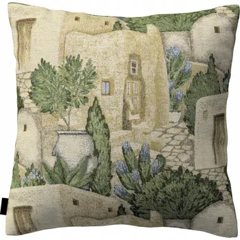 Polštář Povlak na polštář 60x60 pískově zelený, středomořský motiv