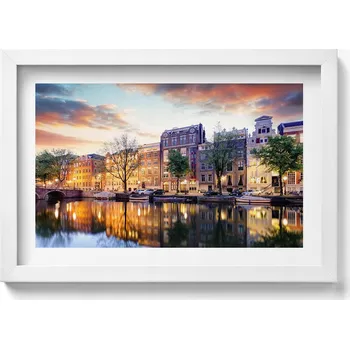 Obraz Závěsný obraz na zeď dekorace do bytu Domy Amsterdam Holandsko 30x20 cm