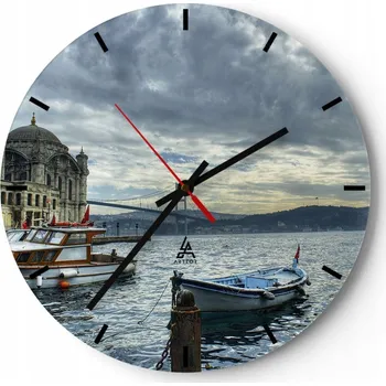Hodiny Nástěnné hodiny do kuchyně 30x30 Město Skleněné hodiny do obýváku Loft Tiché