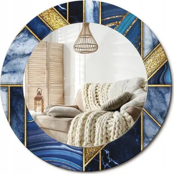 Zrcadlo Zrcadlo nástěnné s ozdobným skleněným rámem fi 50 cm Moderní mramor