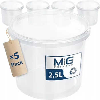 kbelík MiG Plastový kbelík s víkem 2,5L transparentní 5 ks, polský výrobce