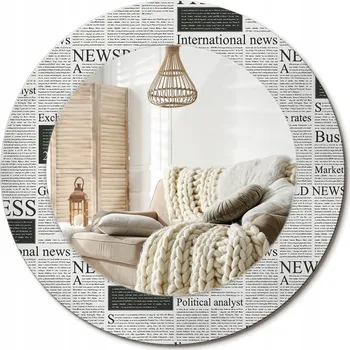 Zrcadlo Kulaté moderní zrcadlo na zeď s potiskem na skle Loft Noviny průměr 50 cm