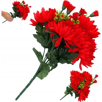 umělá květina Umělé květy chryzantémy na hřbitov do vázy, kytice jako živé, červené