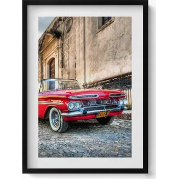 Obraz Obraz na zeď Červené staré auto v kolumbijské čtvrti 50x70 cm