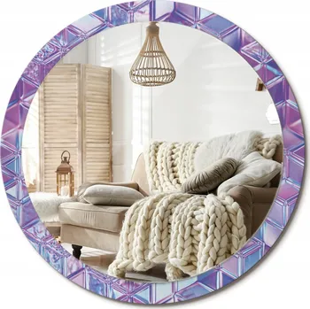 Zrcadlo Ozdobné zrcadlo s potiskem v moderním stylu Křišťálový vzor průměr 100 cm