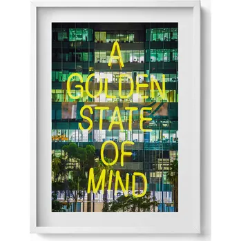 Obraz Dekorativní nástěnný obraz v rámu s grafikou Žluté neony na budově 50x70 cm