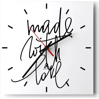 Hodiny Velké nástěnné hodiny 40x40 Typografie Skleněné hodiny Tiché