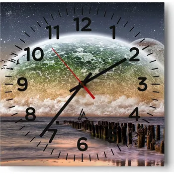 Hodiny Nástěnné hodiny do obýváku 40x40 Krajina Bezhluczne Skleněné hodiny Tiché