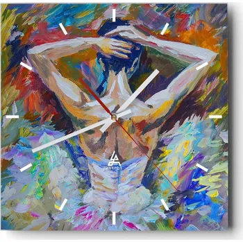 Hodiny Nástěnné hodiny do kuchyně 30x30 Baletka Stylové hodiny na skle Loft Tiché