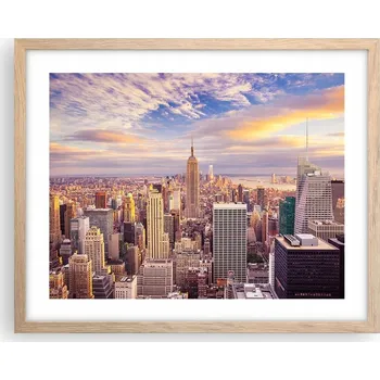 Obraz Obraz plakát v rámu světlý dub 50x40 cm - foto města do obýváku