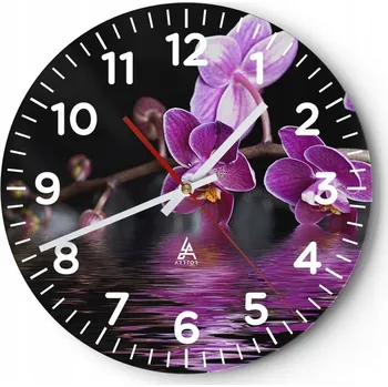 Hodiny Nástěnné hodiny do obýváku 40x40 Květiny Kulatý Skleněné hodiny Loft Tiché