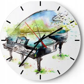 Hodiny Nástěnné hodiny do kuchyně 30x30 Piano Skleněné hodiny do obýváku Tiché