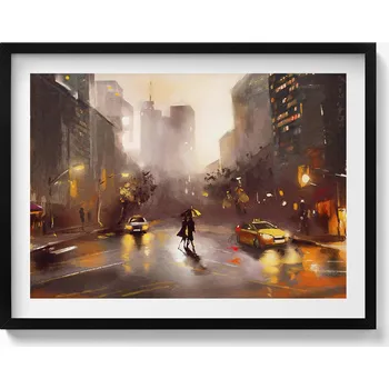 Obraz Elegantní obraz v černém rámu Pohled na ulici v New Yorku 80x60 cm