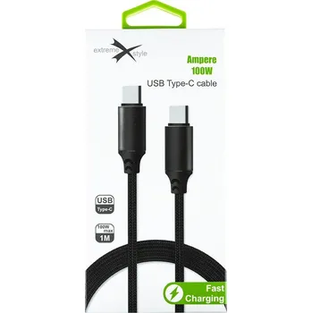Datový kabel Kabel Extremestyle USB-C - USB-C 1 m černý