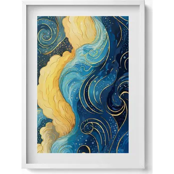 Obraz Dekorativní nástěnný obraz s grafikou v bílém rámu Abstrakce oblaků 50x70 cm