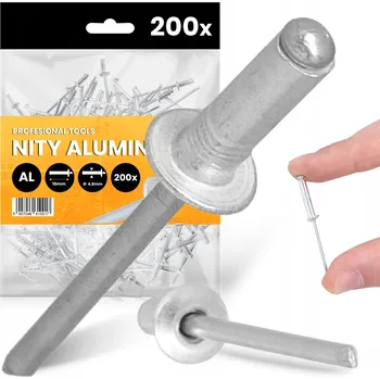 Nýt 200x TRHACÍ NÝTY 4,8x16 mm HLINÍKOVÉ Ocelové Pozinkované NEREZOVÉ Nýt