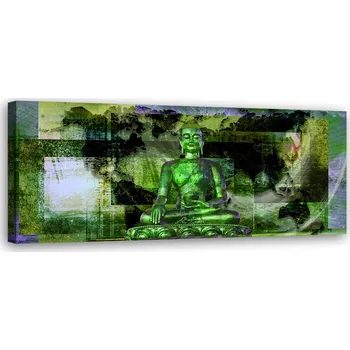 Obraz OBRAZ DO LOŽNICE Zelená socha Buddhy NA PLÁTNĚ 120x40