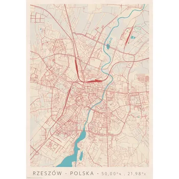 Obraz Plakát Rzeszów Mapa Města bez rámu 29,7 x 42 cm