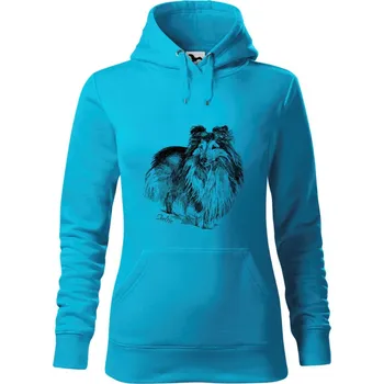 Dámská mikina Mikina - Shetlandský ovčák - sheltie Barva: Modrá - tyrkysová (44), Velikost: XL, Střih: Dámské