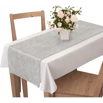 ubrus BĚHOUN NA STŮL 40X200 UBRUS LNOVÝ VZOR ŠEDÝ