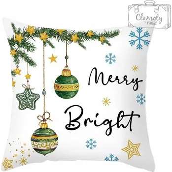 Povlak na dekorativní polštářek Dekorační Povlak na Polštář Vánoční Merry Bright Koule Vánoce 45x45
