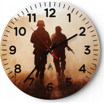 Hodiny Kuchyňské nástěnné hodiny 30x30 Voják Moderní skleněné hodiny Tichý obývací pokoj