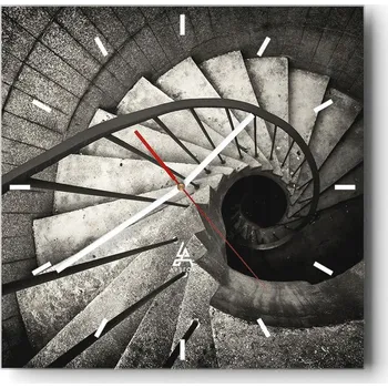 Hodiny Velké nástěnné hodiny na zeď 40x40 Schody Skleněné hodiny Čtvercové Tiché